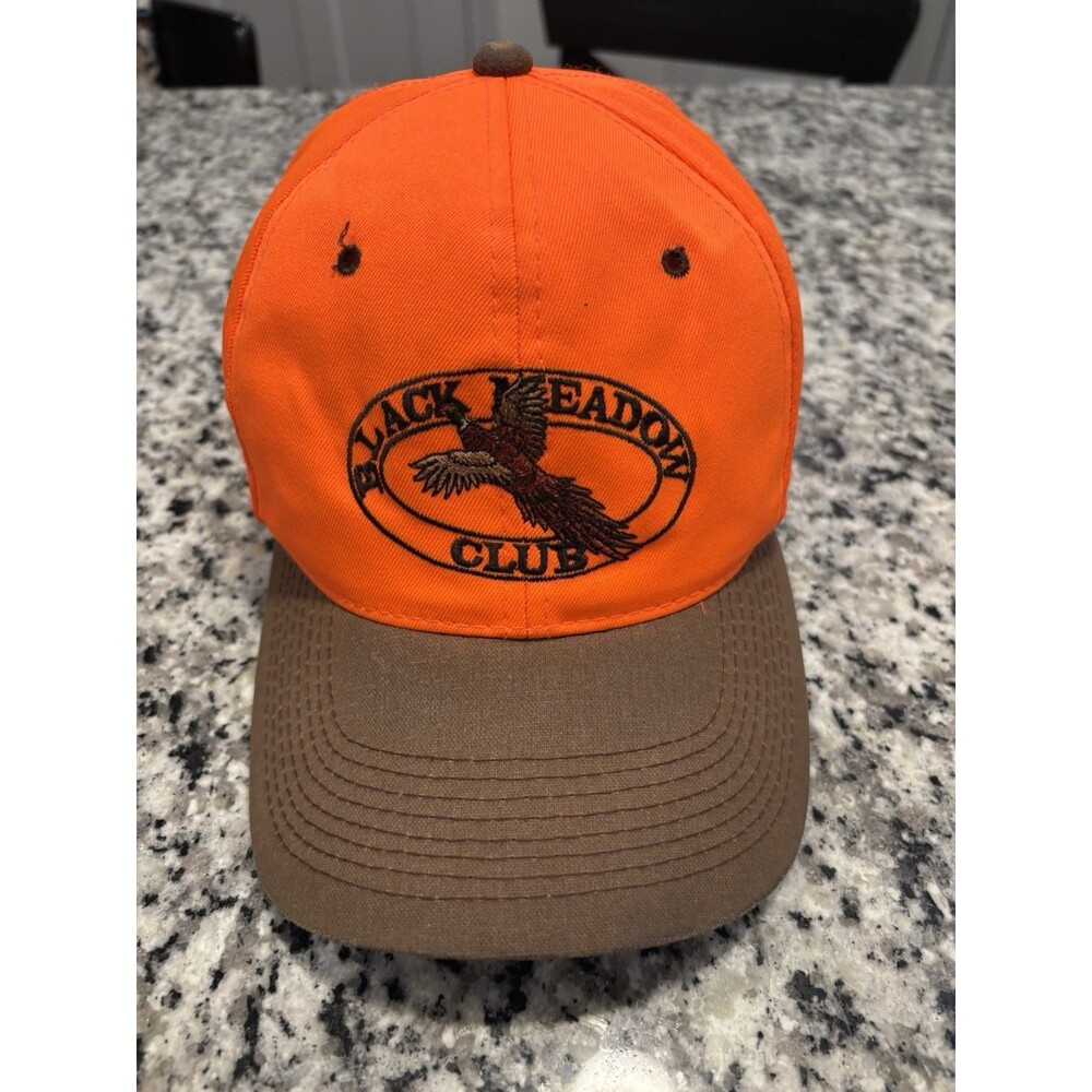 VTG Black Meadow Club Pheasant Hunting Hat Cap Blaze Orange Snapback OS